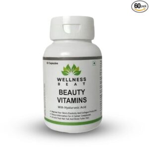 Wellness Beat Beauty Vitamins (60 Capsules) — Antioxidant & Immunity Support for Glowing Skin, Stronger Hair