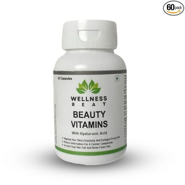 Wellness Beat Beauty Vitamins (60 Capsules) — Antioxidant & Immunity Support for Glowing Skin, Stronger Hair