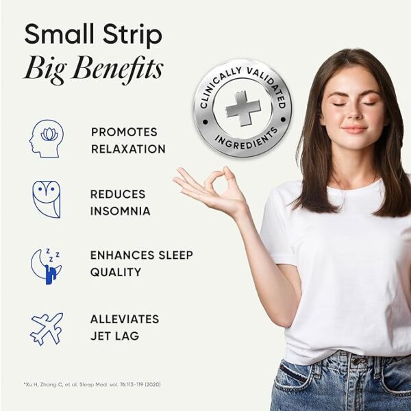 Wellbeing Nutrition Melts Restful Sleep Aid | Plant-Based Melatonin 10mg for Better Sleep with Chamomile, Tagara, L-Theanine | Non-Addictive Sleep-Aid, Safe, Natural, 30 Oral Strips - Image 4